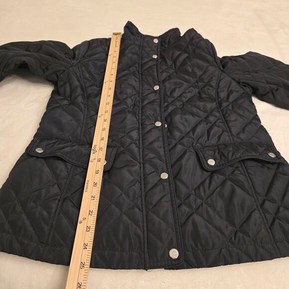 Lauren Ralph Lauren Black Quilted Jacket Size M Snap Button Equestrian Timeless - Picture 13 of 13